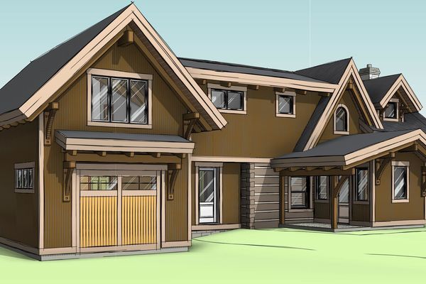 Clearview-Chalet-Collingwood-Ontario-Canadian-Timberframes-Design-Front-Left-Perspective